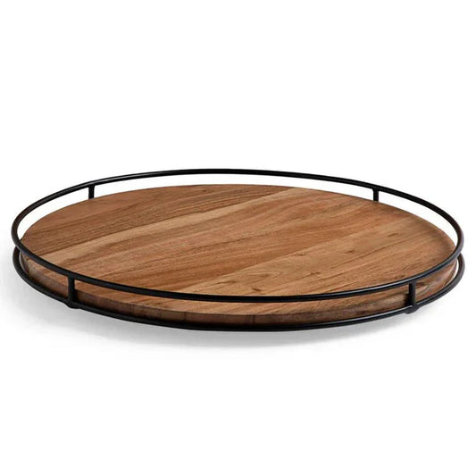 Kitchen Organizer Turntable with Metal Sides Serving Tray